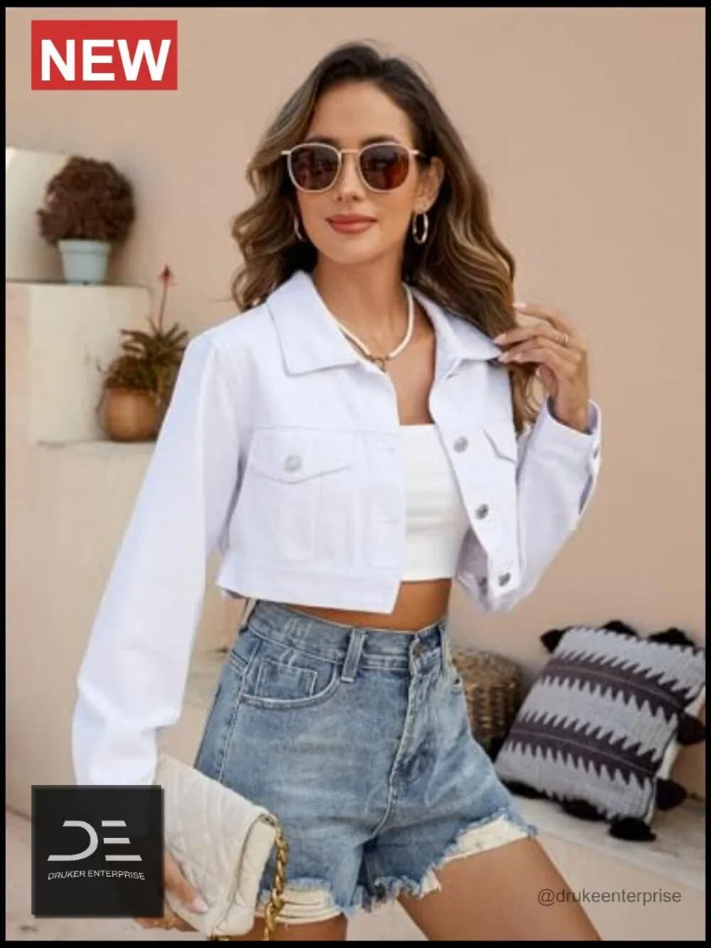 Cropped Denim Jean Jacket Button Up Ripped Frayed Washed